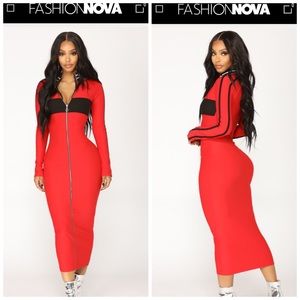 Red/Black Zipper Dress